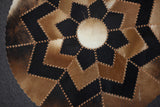 Rustic Cowskin Leather Cowhide Rug, Brown, Round, 4' x 4'