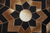 Rustic Cowskin Leather Cowhide Rug, Brown, Round, 4' x 4'